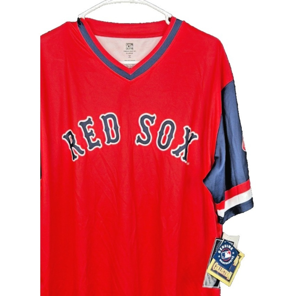 Genuine NEW Merchandise Boston Red Sox V Neck Mesh Jersey Shirt XL Red Navy Blue